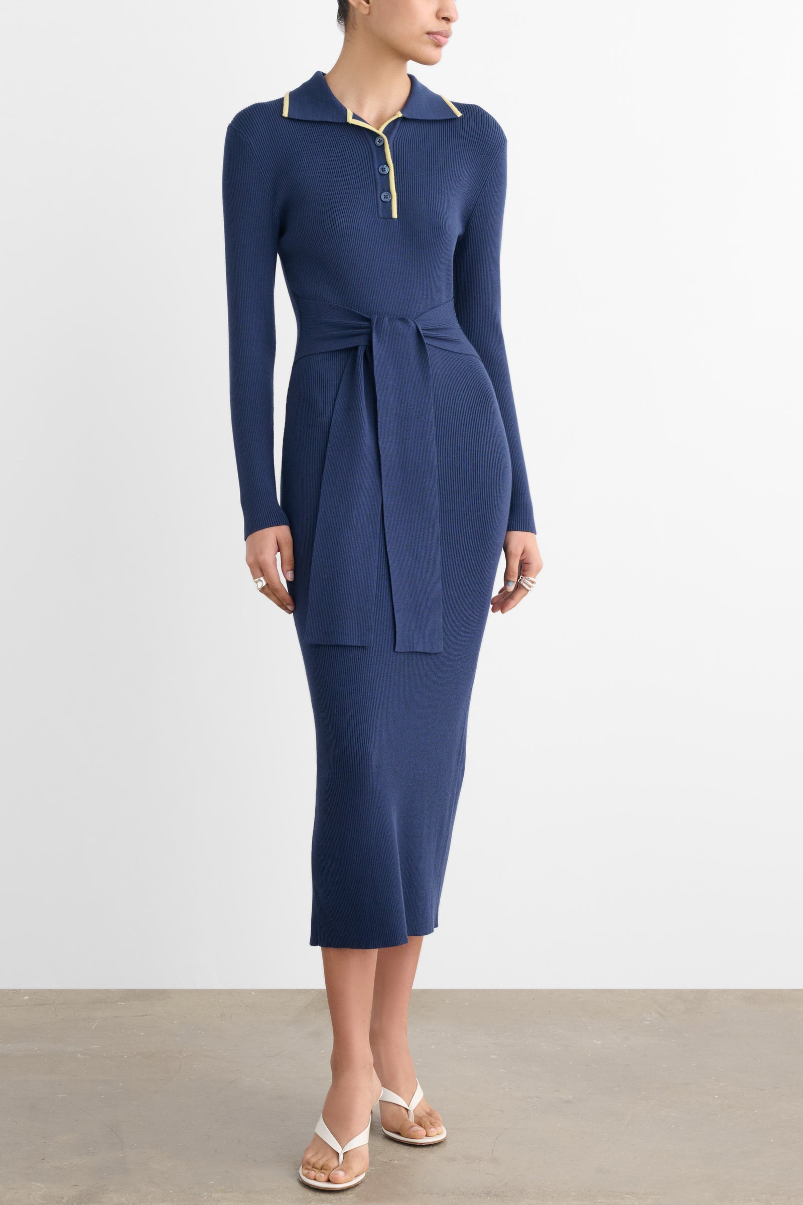 CARTER LONG SLEEVE POLO MIDI DRESS