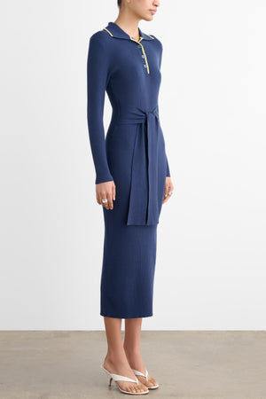 CARTER LONG SLEEVE POLO MIDI DRESS