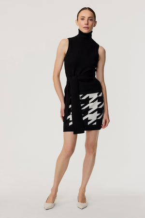 Jackie Houndstooth Knit Mini Skirt