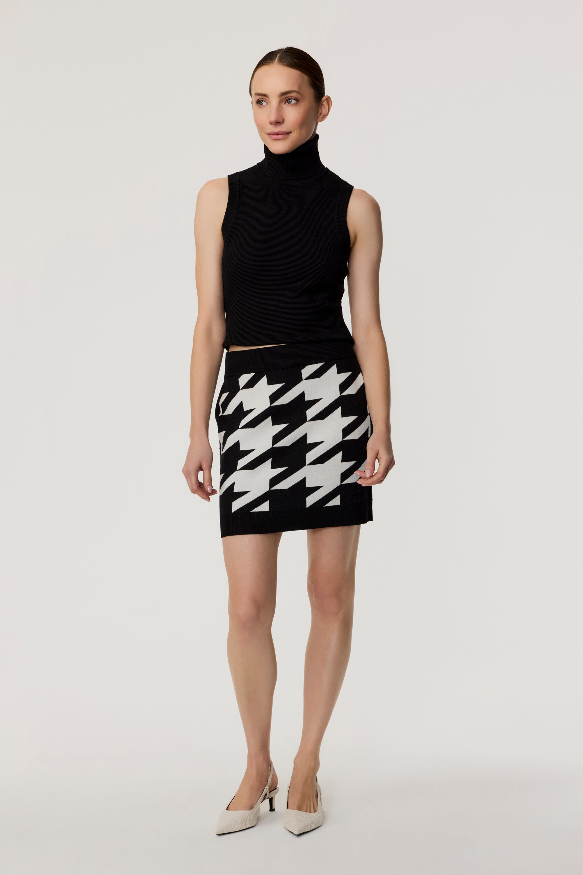 Jackie Houndstooth Mini Skirt - Toccin