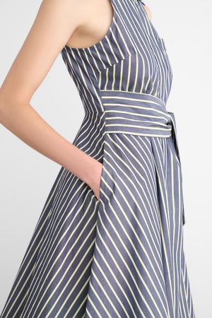 CHELSEA SLEEVELESS TIE-FRONT MIDI SHIRT DRESS WITH EMBELLISHMENT