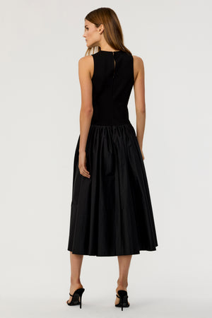 Clara Knit Racerback Cotton Black Midi Dress