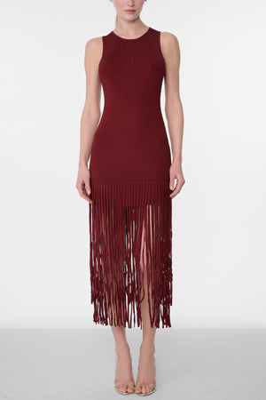 MARGAUX RACER MINI DRESS WITH FRINGE