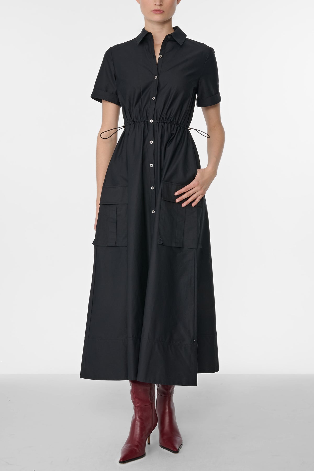 MAXINE SHORT SLEEVE SHIRT DRESS WITH CARGO POCKETS