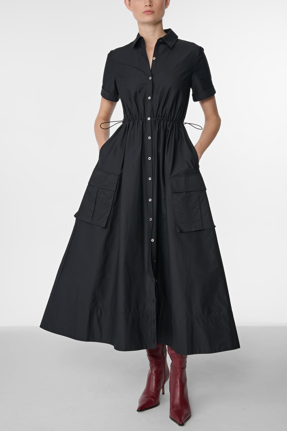 MAXINE SHORT SLEEVE SHIRT DRESS WITH CARGO POCKETS