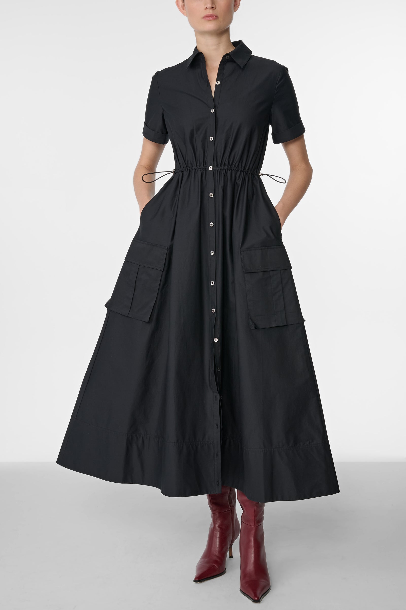 MAXINE SHORT SLEEVE SHIRT DRESS WITH CARGO POCKETS