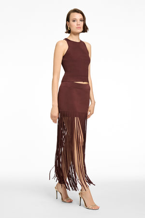 CARLYLE SHORT SKIRT WITH FRINGE - Toccin