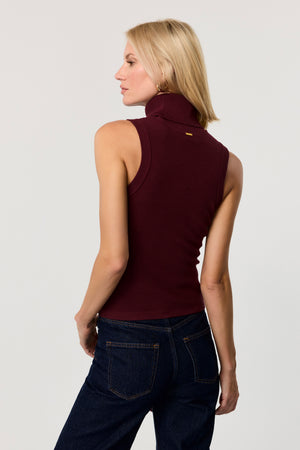 Celeste Sleeveless Turtle Neck Tie Front Top - Toccin