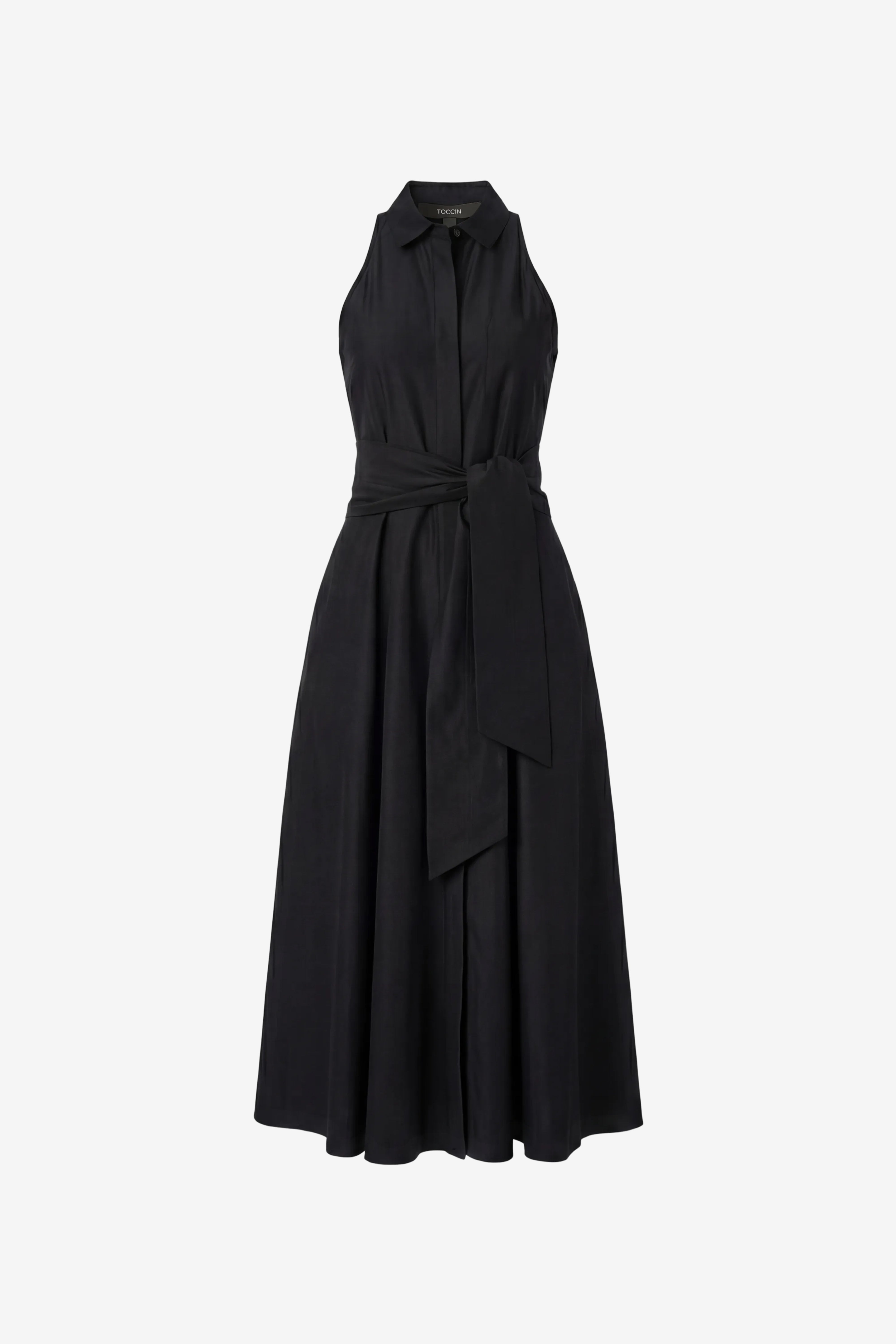 CHELSEA SLEEVELESS TIE-FRONT MIDI SHIRT DRESS CHELSEA SLEEVELESS TIE-FRONT MIDI SHIRT DRESS