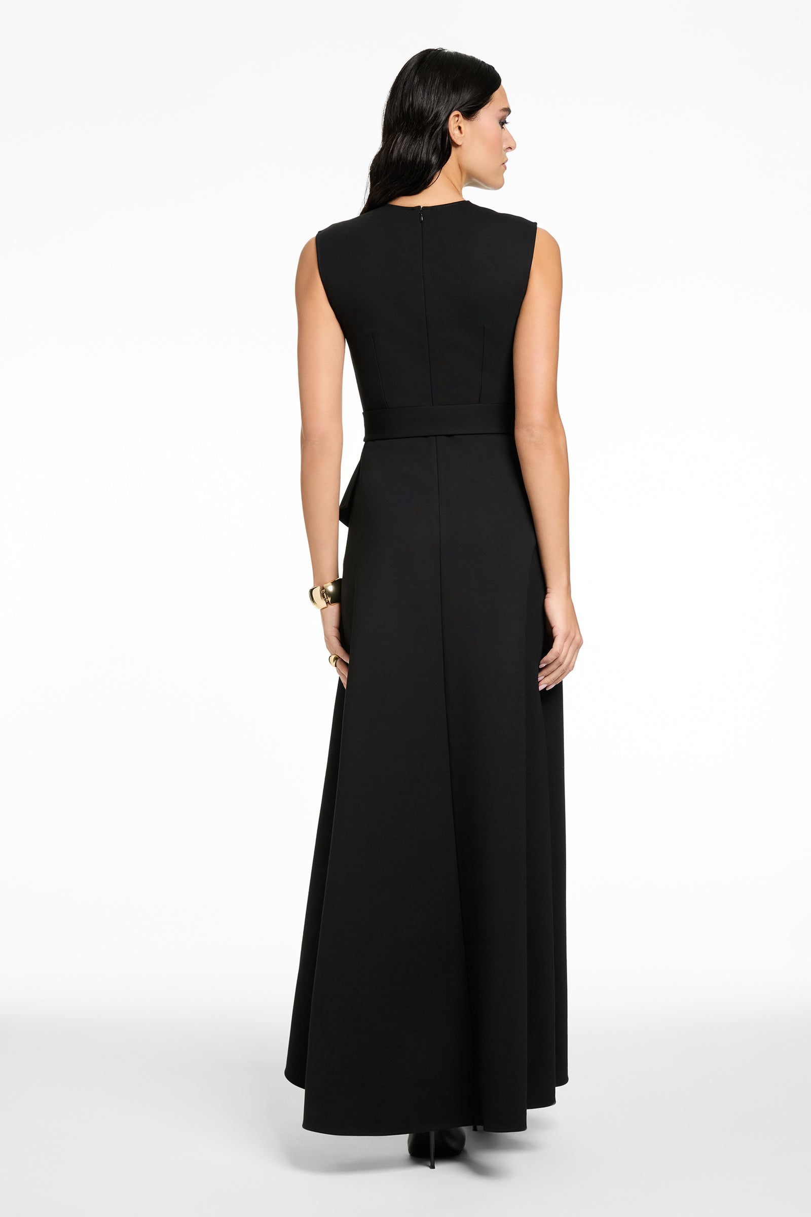 CORINNE SLEEVELESS CASCADE MIDI DRESS - Toccin