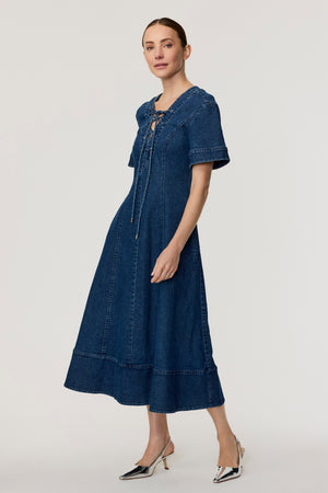 Dahlia Denim Midi Dress - Toccin