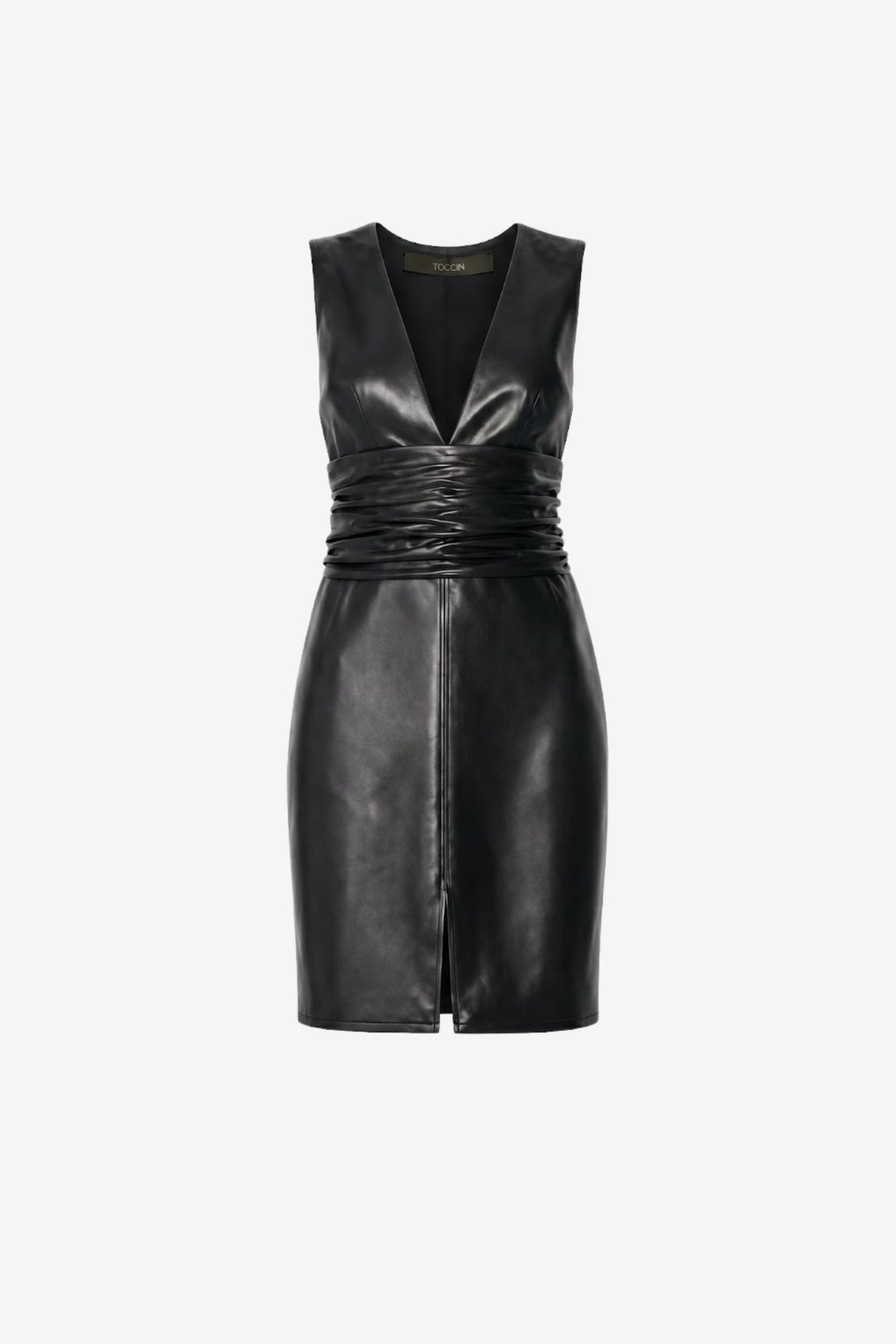 DASH V-NECK RUCHED KNEE LENGTH DRESS