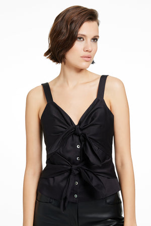 DANA DOUBLE TIE FRONT TOP - Toccin