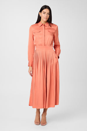 Eliana Shirt Pleated Midi Dress - Toccin