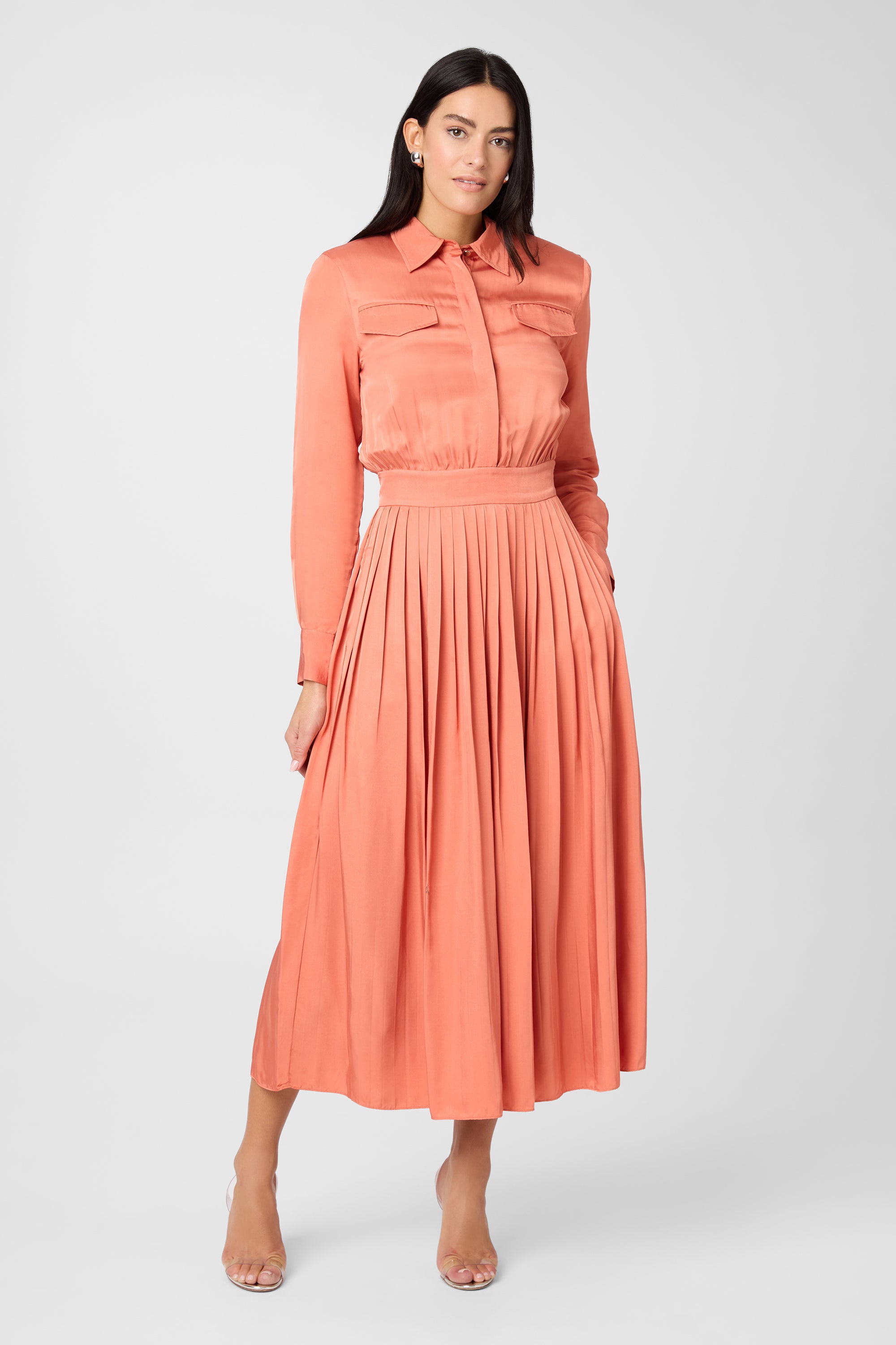 Eliana Shirt Pleated Midi Dress