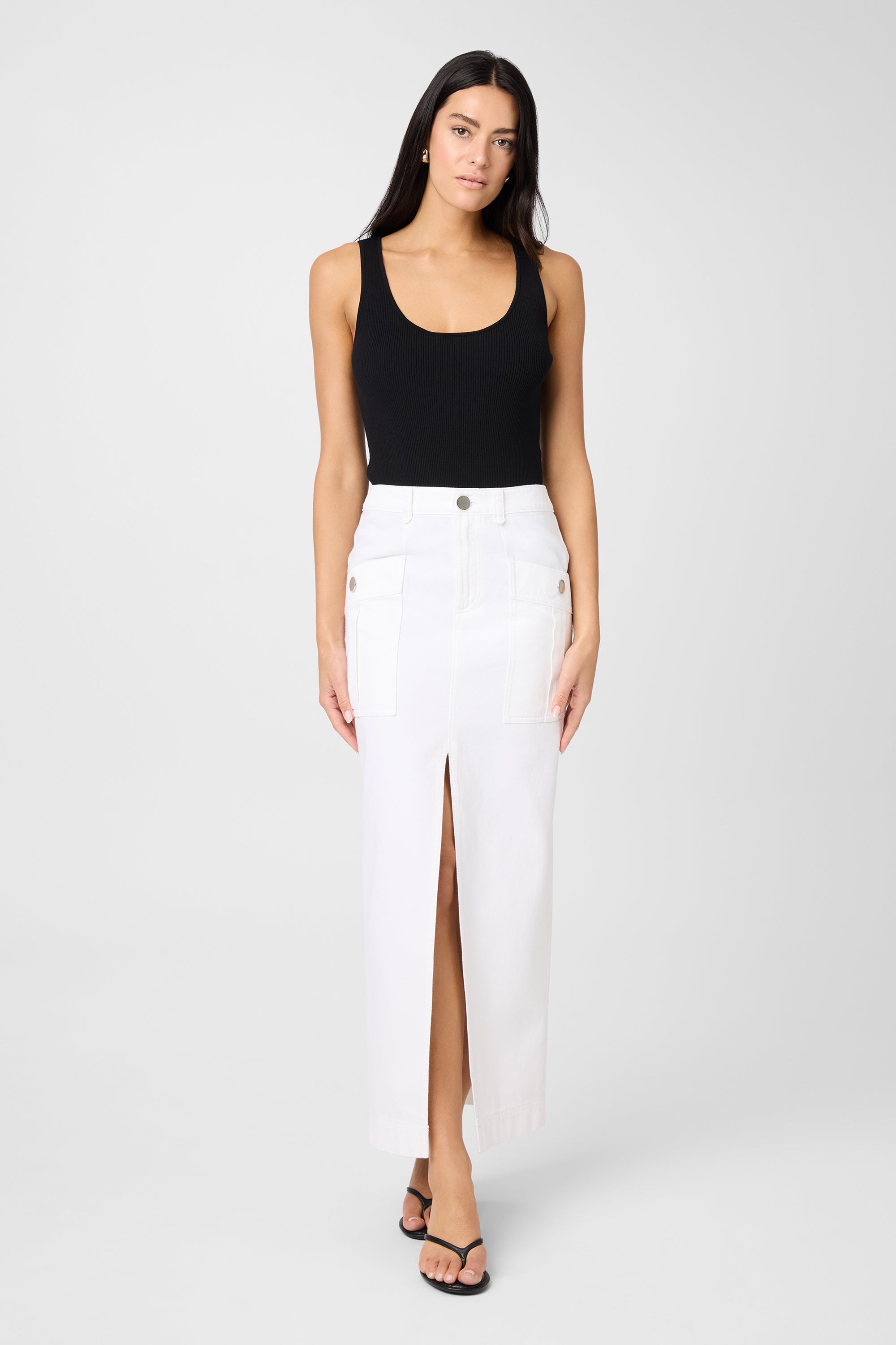 Fallon Denim Cargo Midi Skirt