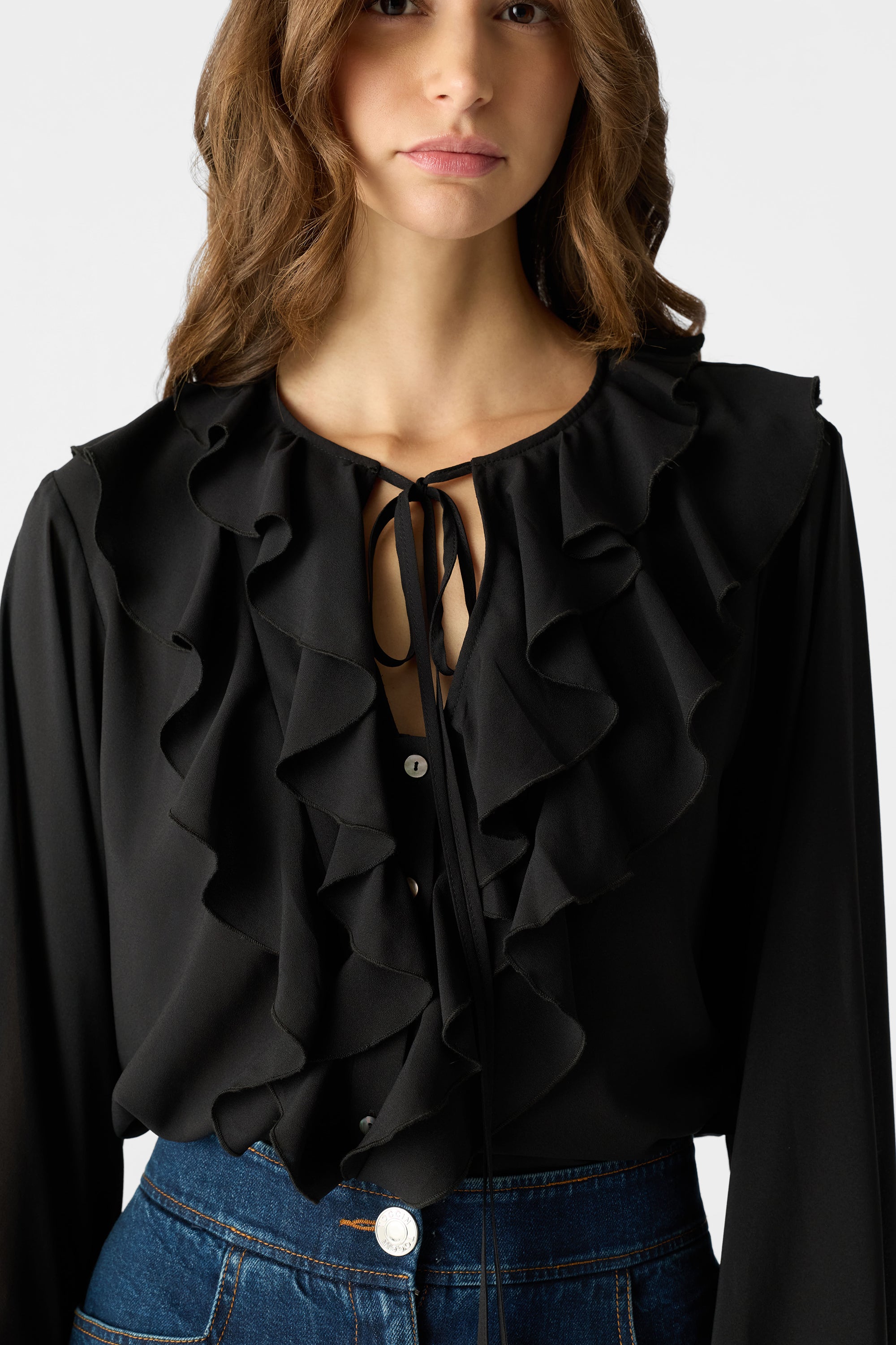 TOBI EXAGGERATED RUFFLE BLOUSE