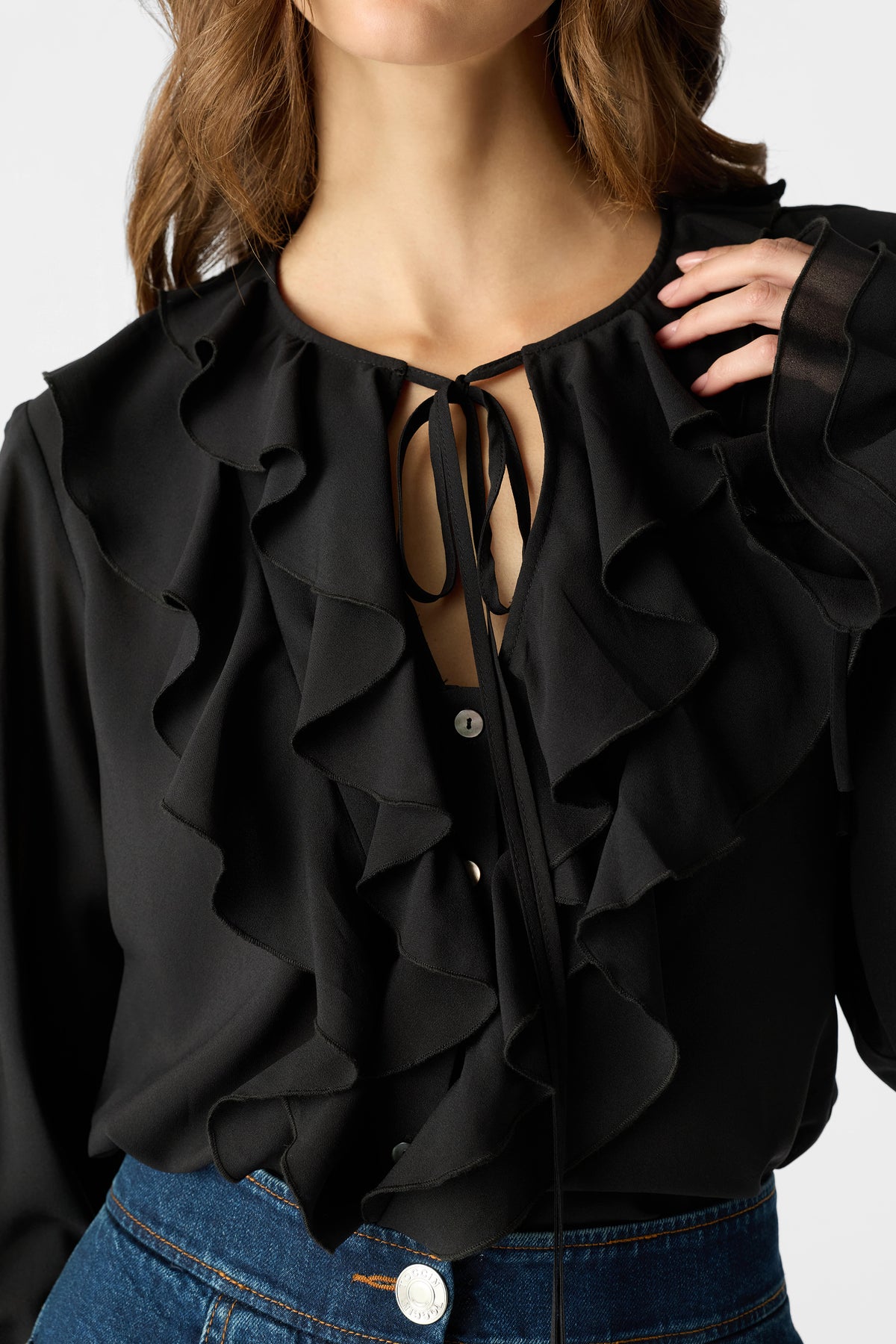 TOBI EXAGGERATED RUFFLE BLOUSE