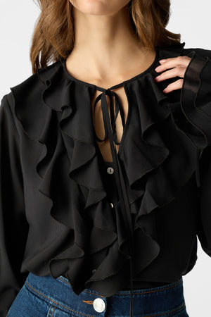 TOBI EXAGGERATED RUFFLE BLOUSE