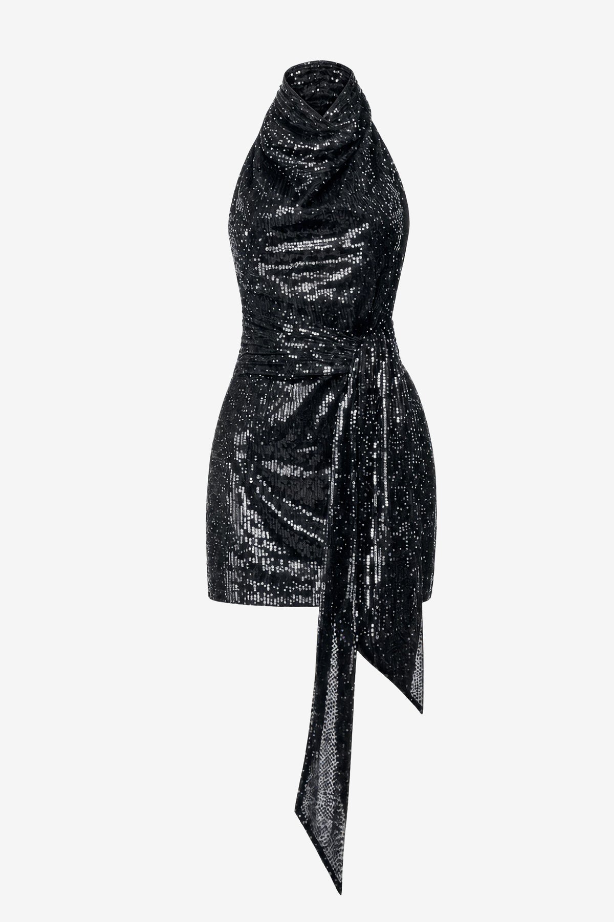 ELLA HALTER NECK TIE-FRONT MINI DRESS