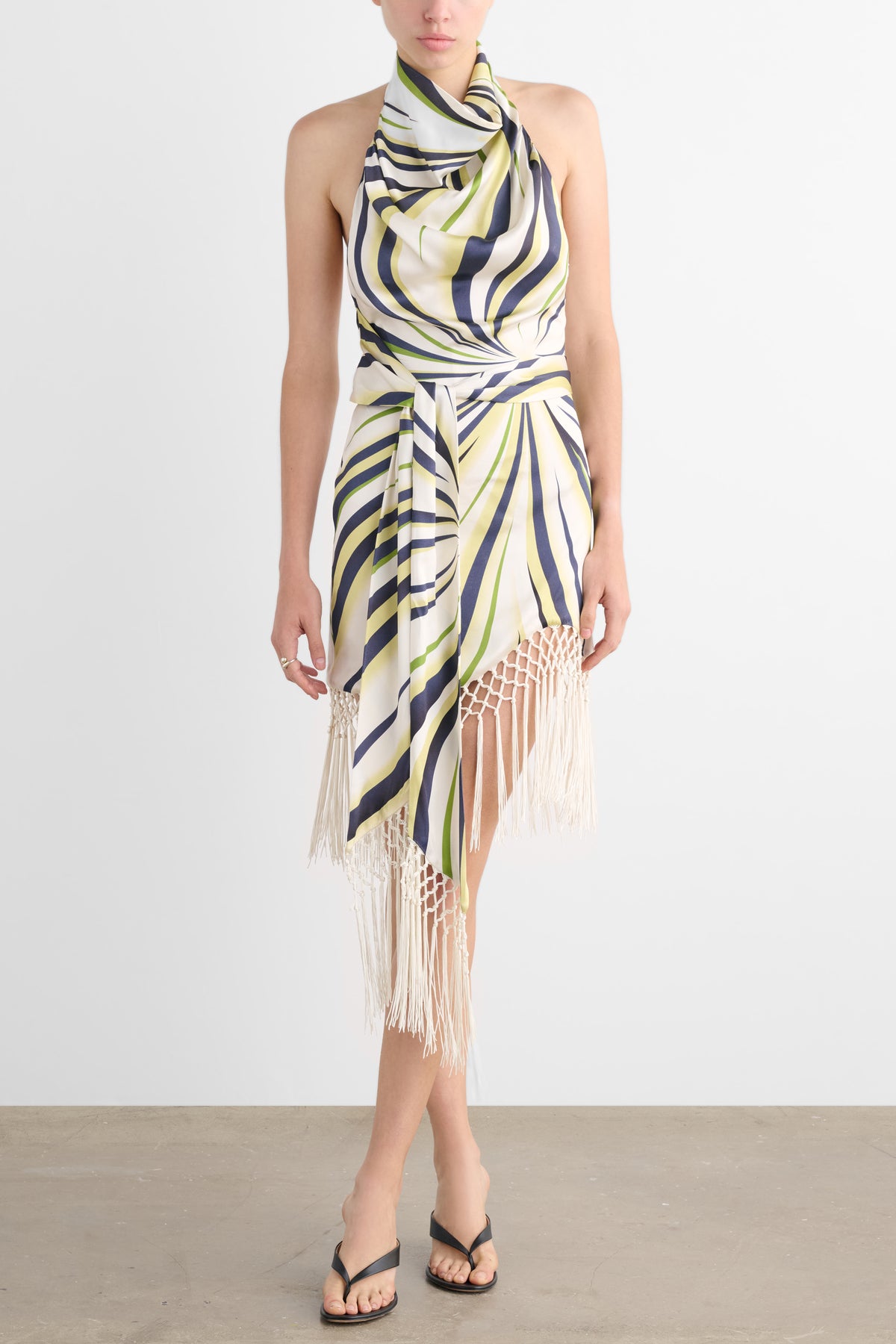ELLA HALTER NECK TIE-FRONT MINI DRESS