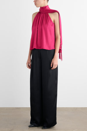 EMMIE TIE-NECK TOP WITH FRINGE - Toccin
