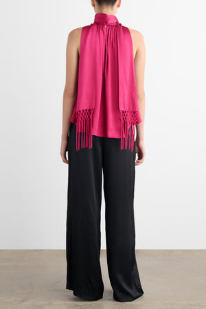 EMMIE TIE-NECK TOP WITH FRINGE - Toccin