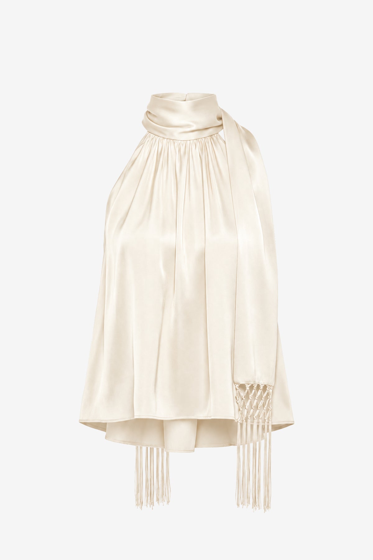 EMMIE TIE-NECK TOP WITH FRINGE - Toccin
