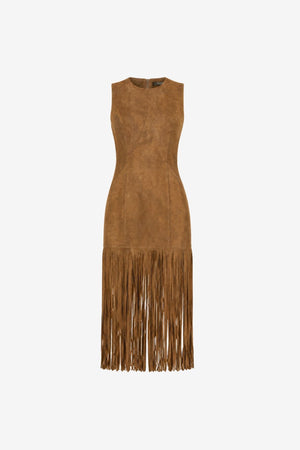 ESTHER SEAMED MINI DRESS WITH FRINGE