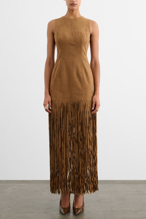 ESTHER SEAMED MINI DRESS WITH FRINGE