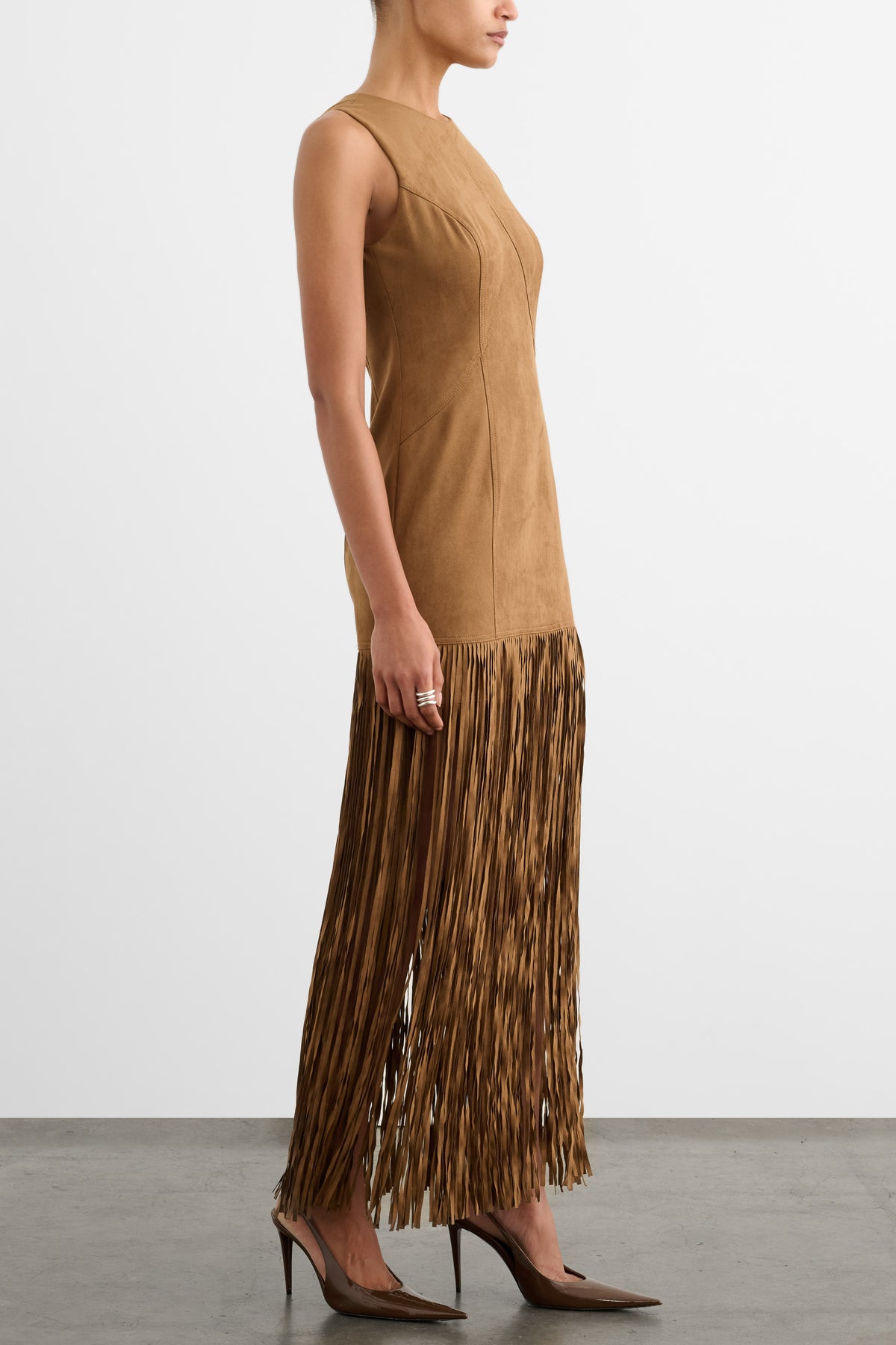 ESTHER SEAMED MINI DRESS WITH FRINGE