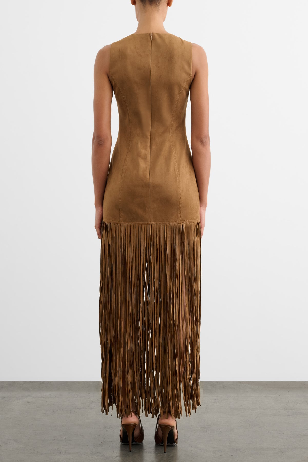 ESTHER SEAMED MINI DRESS WITH FRINGE