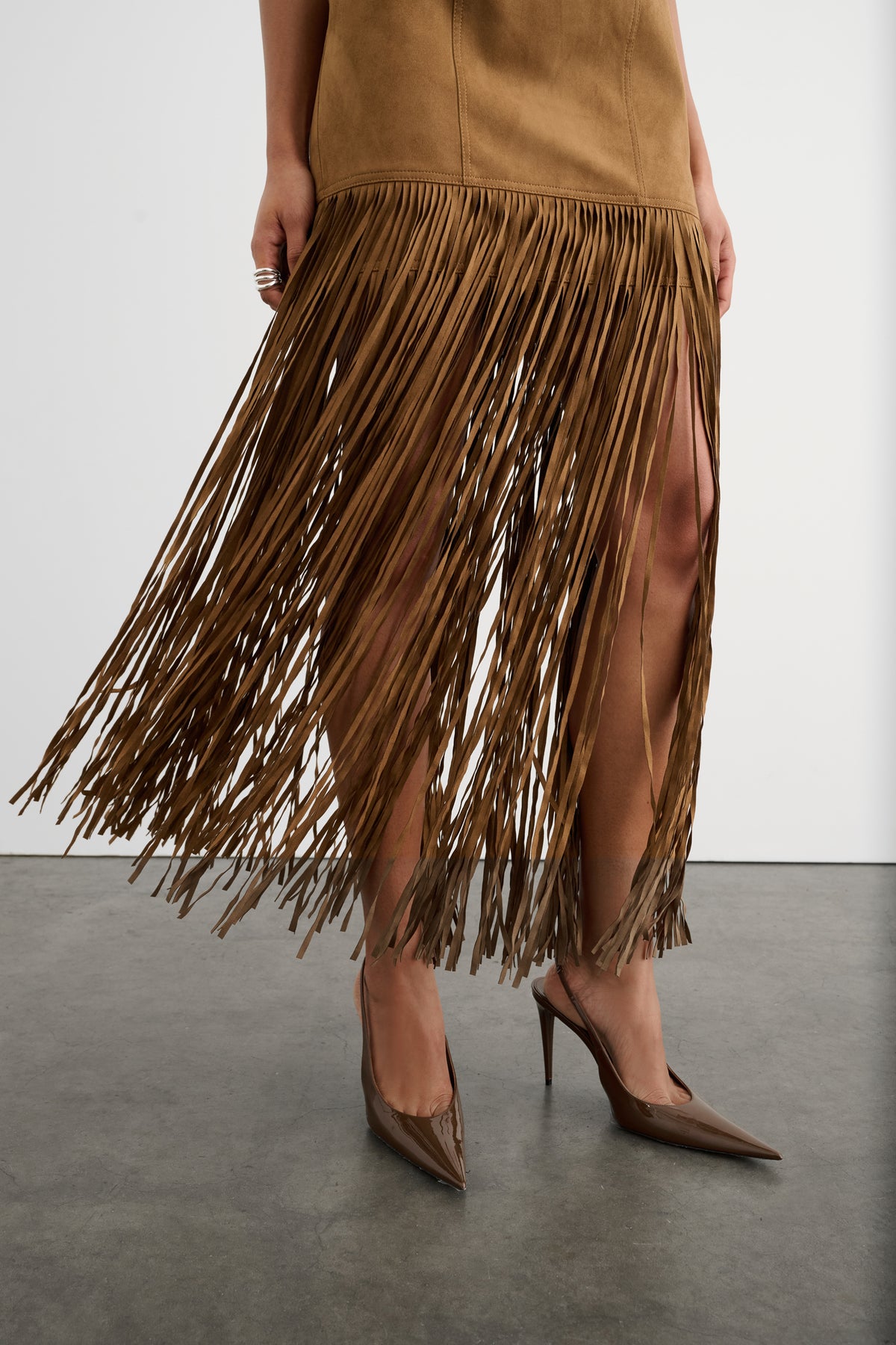 ESTHER SEAMED MINI DRESS WITH FRINGE