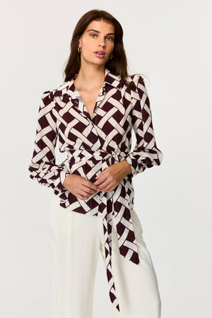 Evie Long Sleeve Tie Front Dress Shirt - Toccin