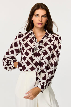 Evie Long Sleeve Tie Front Dress Shirt - Toccin