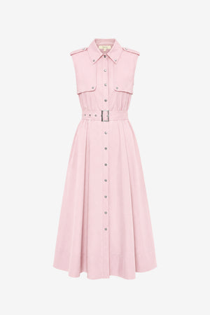 GAIL BUTTON-FRONT MIDI DRESS - Toccin