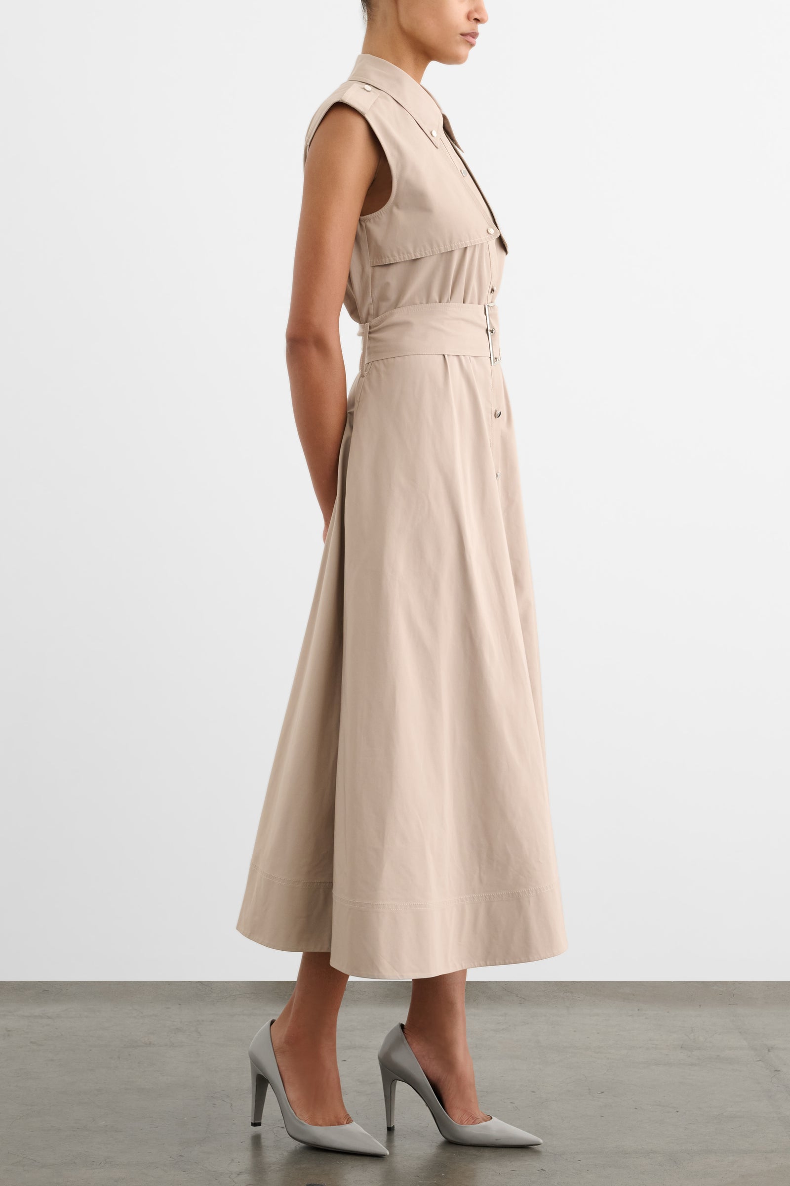 GAIL BUTTON-FRONT MIDI DRESS