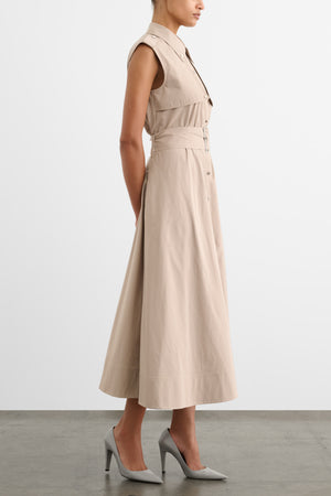 GAIL BUTTON-FRONT MIDI DRESS