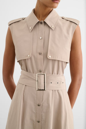 GAIL BUTTON-FRONT MIDI DRESS