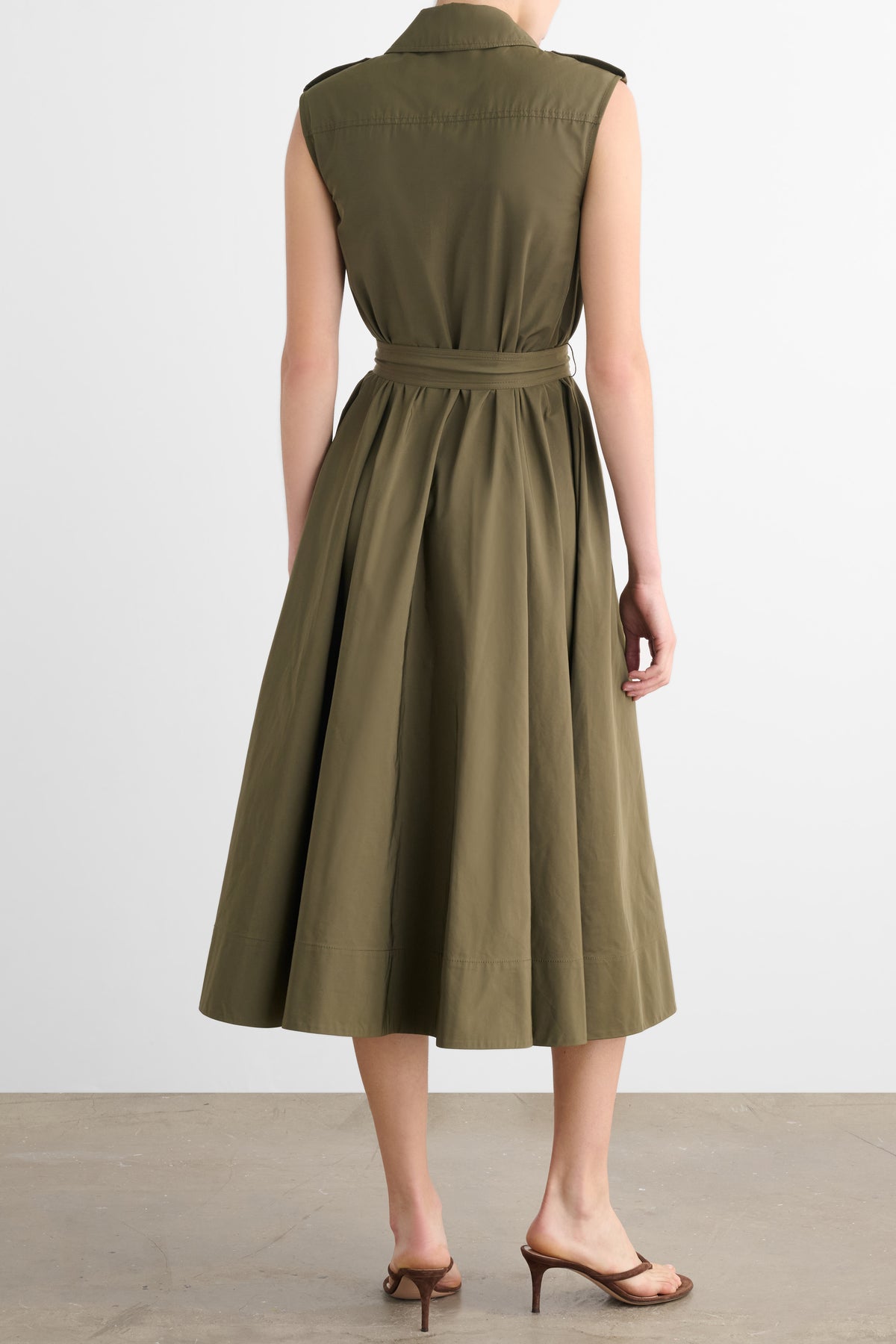 GAIL BUTTON-FRONT MIDI DRESS