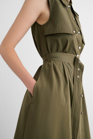 GAIL BUTTON-FRONT MIDI DRESS