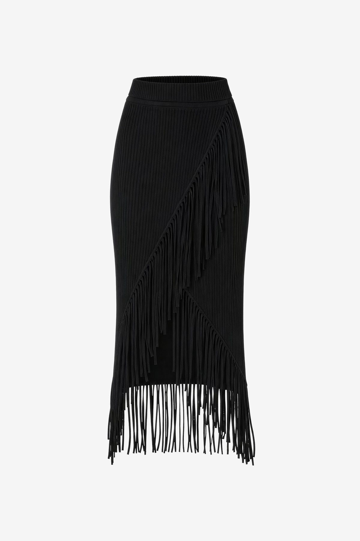 GIANA ASYMMETRICAL MIDI SKIRT WITH FRINGE
