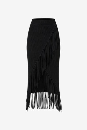 GIANA ASYMMETRICAL MIDI SKIRT WITH FRINGE