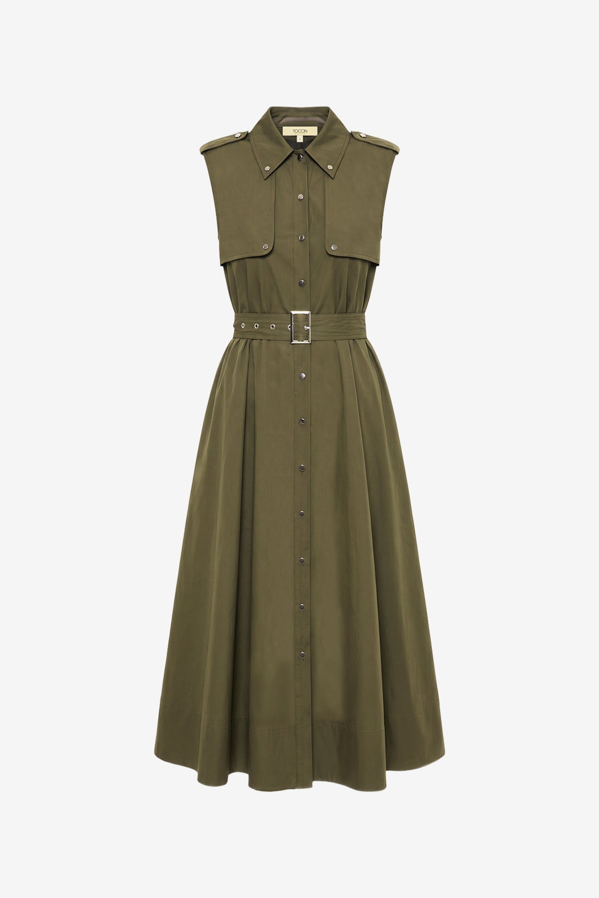 GAIL BUTTON-FRONT MIDI DRESS