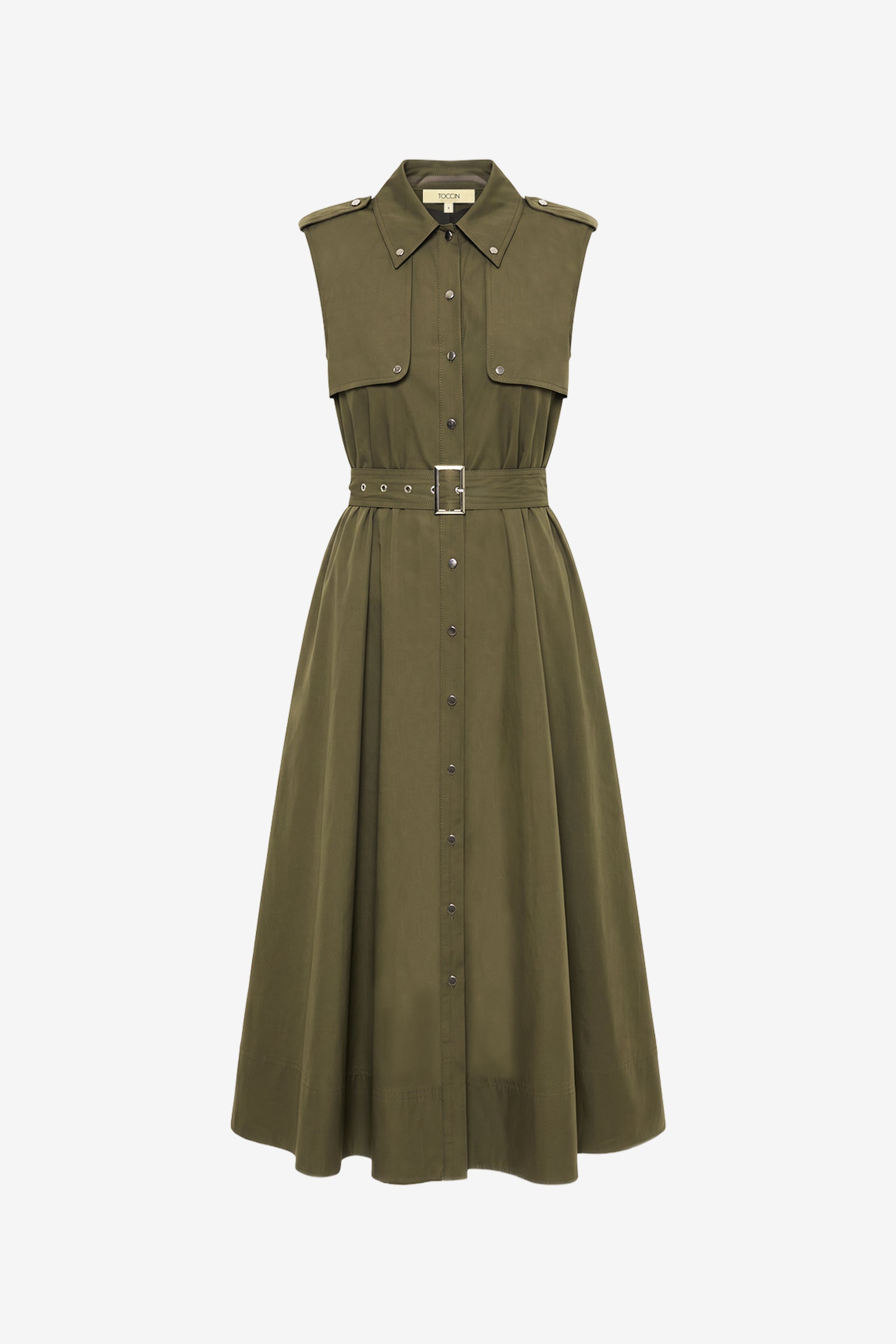 GAIL BUTTON-FRONT MIDI DRESS