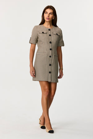 Gale Button Down Plaid Mini Dress - Toccin