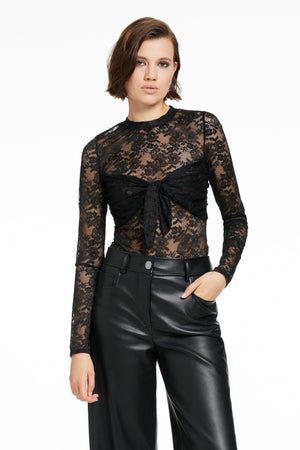 GISELLE TIE-FRONT LONG SLEEVE BODYSUIT - Toccin