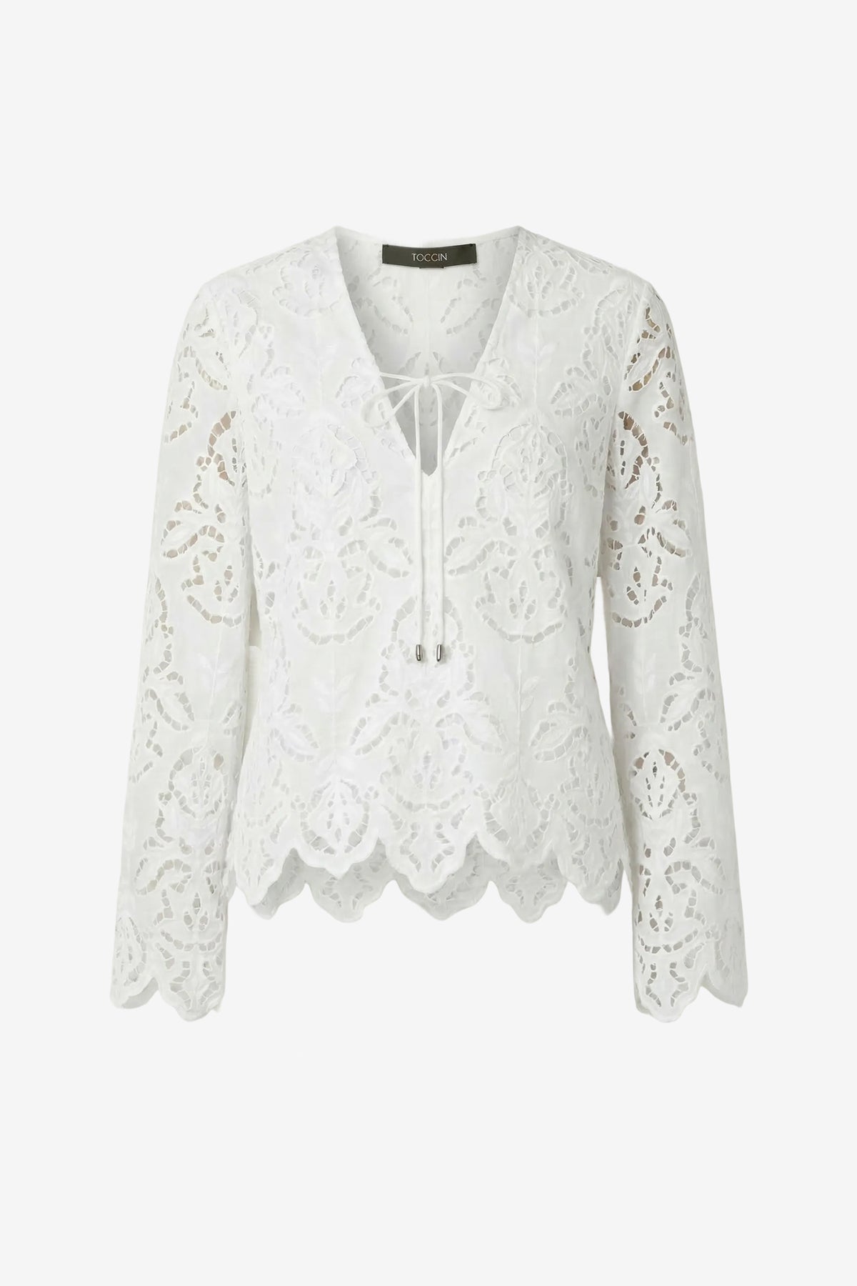 HALINA LONG SLEEVE V-NECK BLOUSE - Toccin
