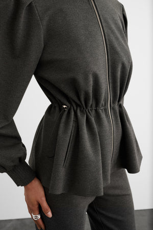 IDA ZIP FRONT JACKET WITH DRAWSTRING DETAIL