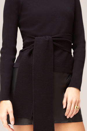 Tie-front Long Sleeve Turtleneck - Toccin